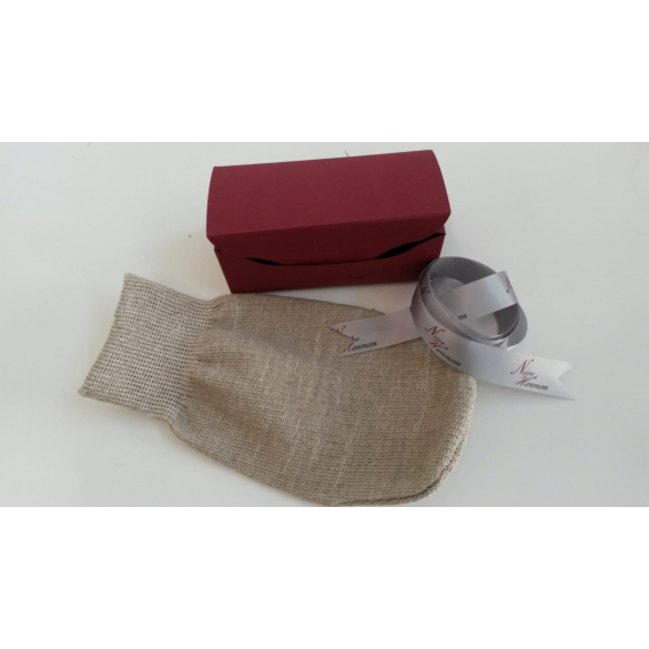 CARONE - Guanto di lino esfoliante "NOIRE di HAMMAM" in confezione regalo